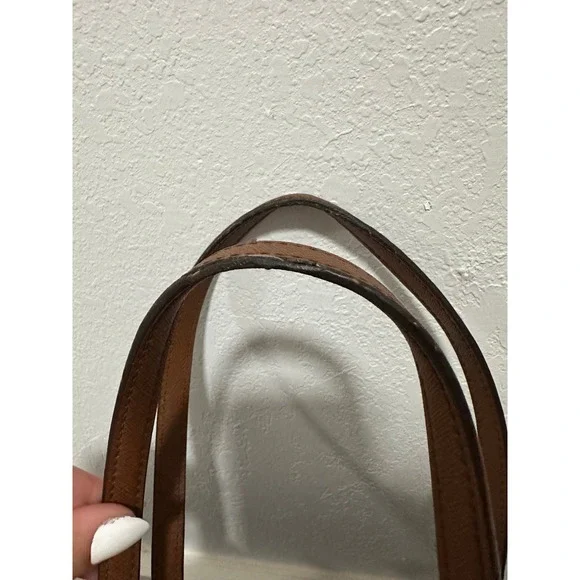 Michael Kors Brown Leather Tote Bag Gold‎ Tone MK Logo - Picture 8 of 11